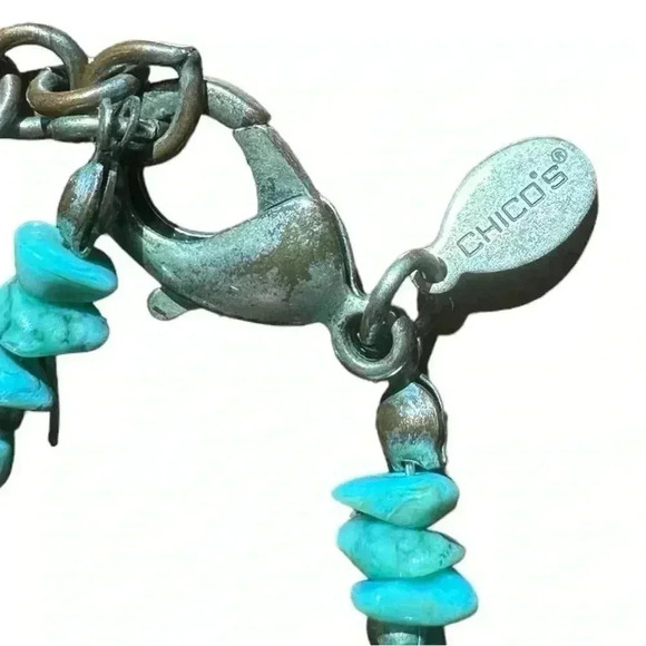 Chico’s Turquoise Statement Necklace 11” long but does include an extender - Picture 3 of 3